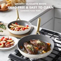GreenPan GP5 Colors 2-Piece Hard Anodized Ceramic Non-Stick Frying Pan Set - White