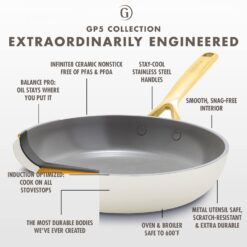 GreenPan GP5 Colors 2-Piece Hard Anodized Ceramic Non-Stick Frying Pan Set - White