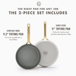 GreenPan GP5 Colors 2-Piece Hard Anodized Ceramic Non-Stick Frying Pan Set - White