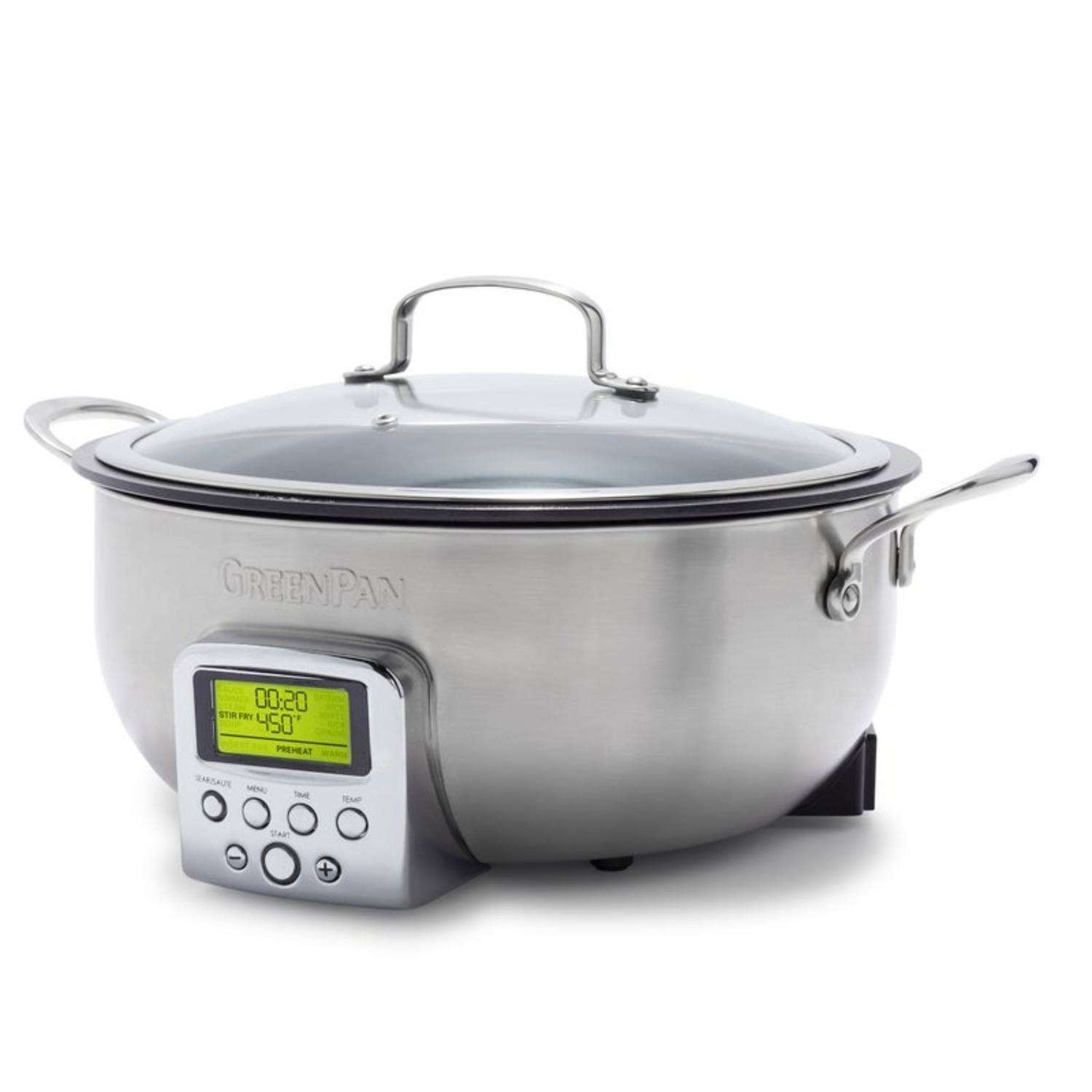 GreenPan Elite Essential Smart Electric PFAS-Free Nonstick Ceramic 6-qt. Skillet - Stainless