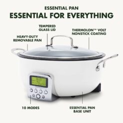GreenPan Elite Essential Smart Electric PFAS-Free Nonstick Ceramic 6-qt. Skillet - Stainless