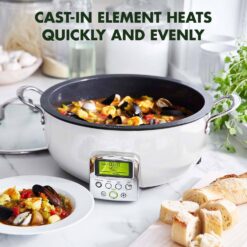 GreenPan Elite Essential Smart Electric PFAS-Free Nonstick Ceramic 6-qt. Skillet - Stainless
