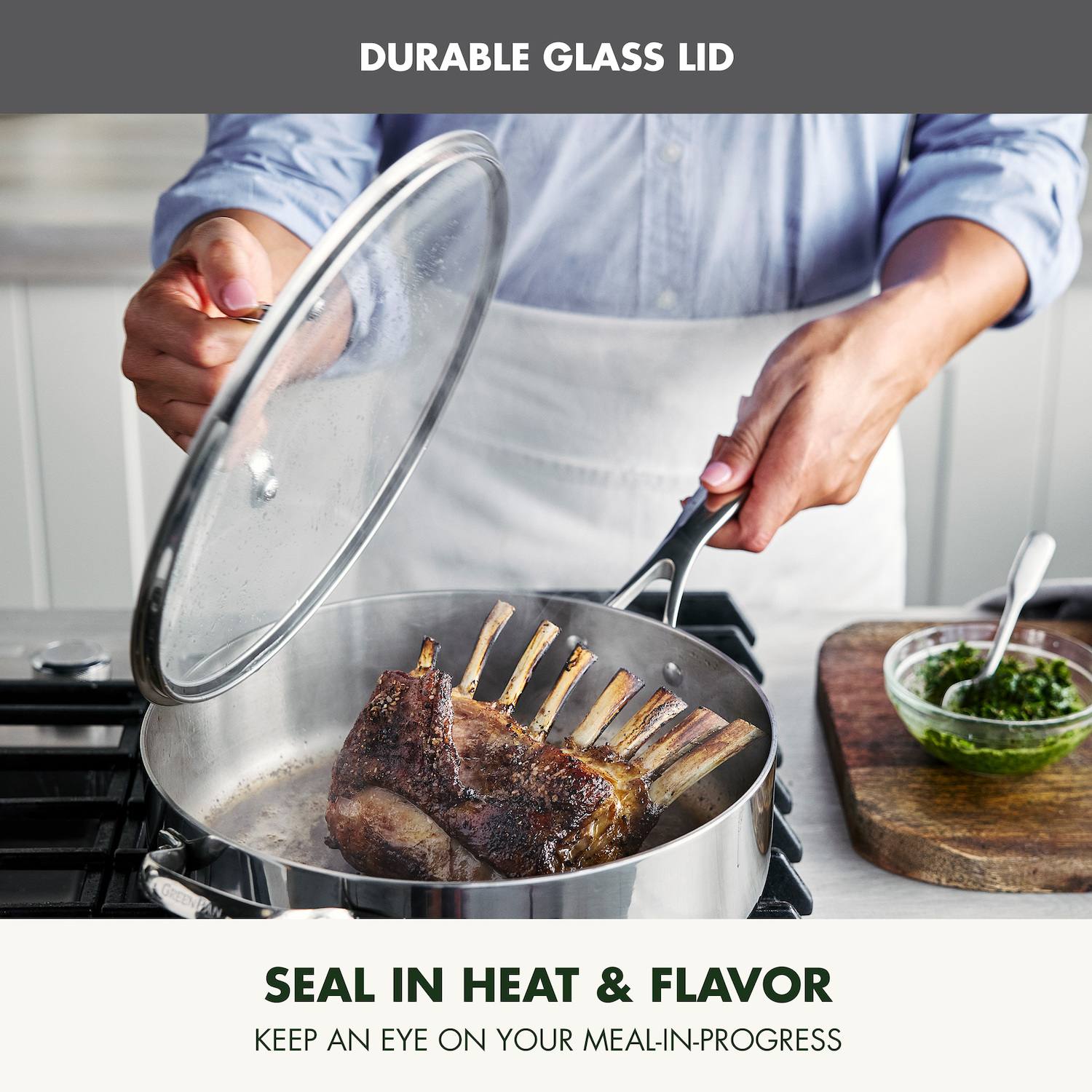 GreenPan Valencia Pro Stainless Steel 5-qt. Saut Pan with Lid