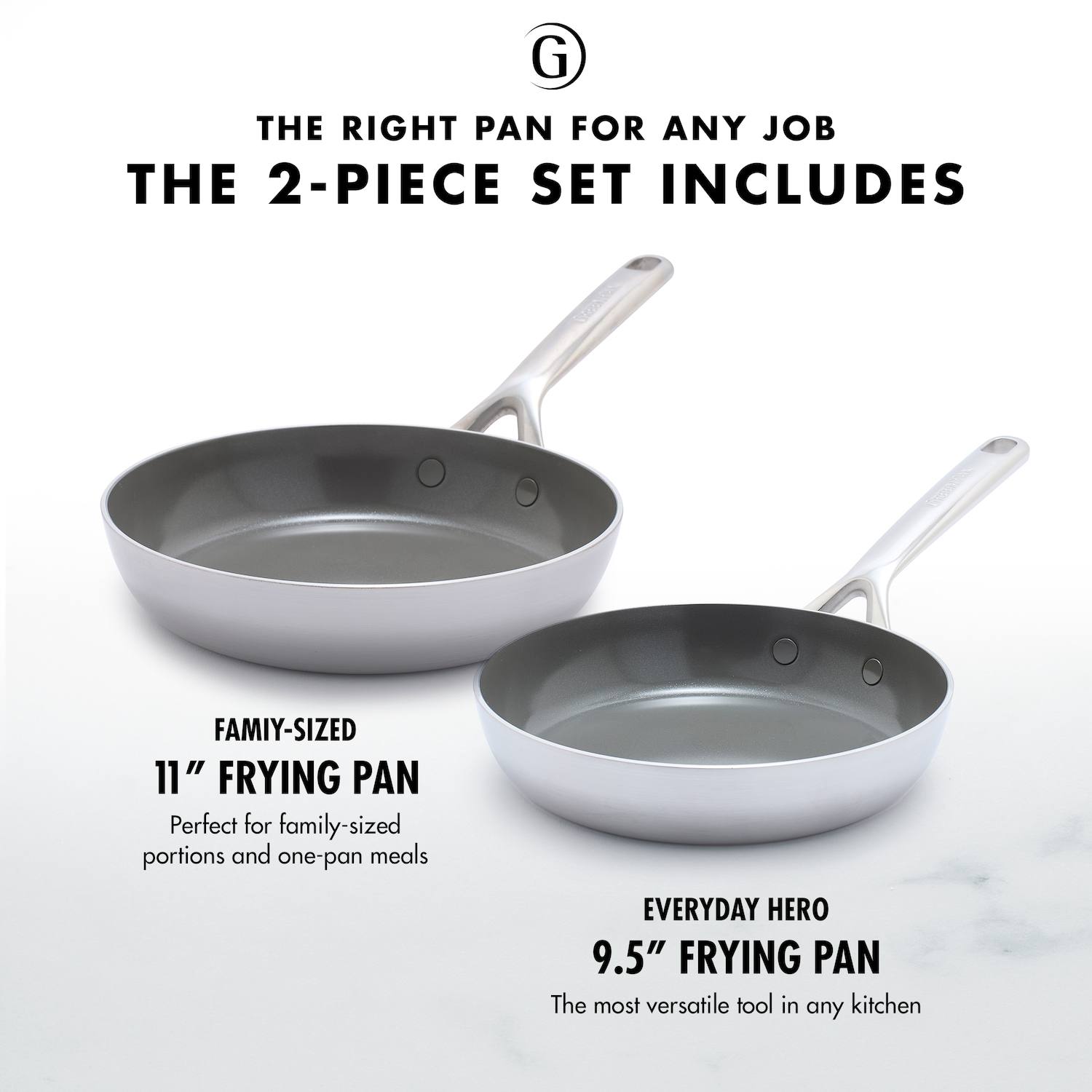GreenPan GP5 2pc 10"in and 12"in 5Ply Stainless Steel Frying Pan Set