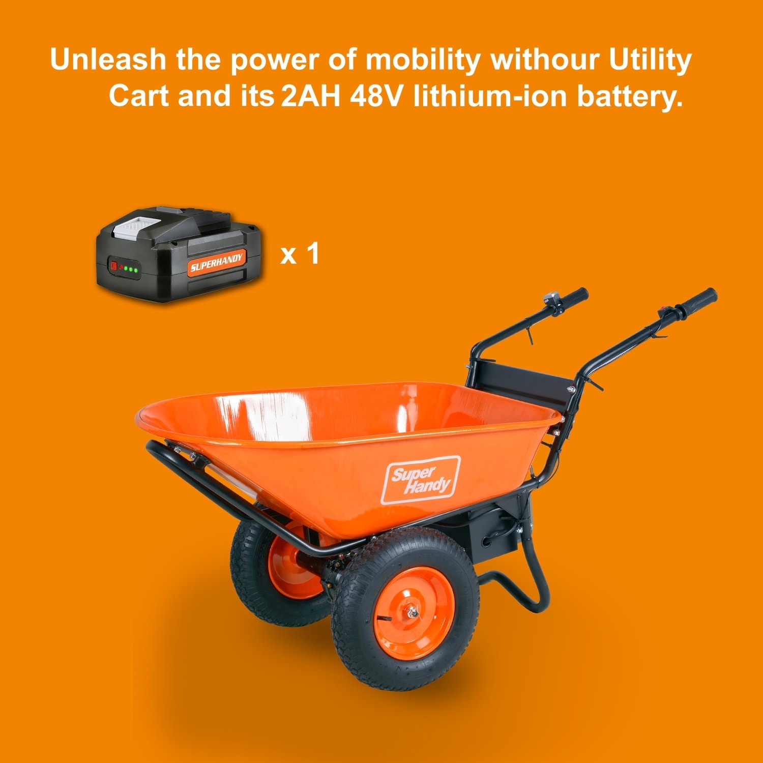 SuperHandy 4-cu ft 2 Wheel Steel Powered Wheelbarrow