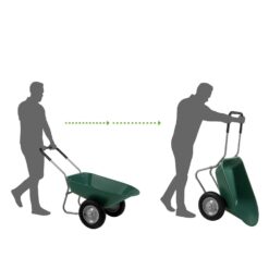 Slickblue Green 330 lb Steel Dual Wheel Garden Wheelbarrow with Plastic Bin Padded Handle for Yard Landscaping Home Projects