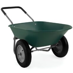 Slickblue Green 330 lb Steel Dual Wheel Garden Wheelbarrow with Plastic Bin Padded Handle for Yard Landscaping Home Projects