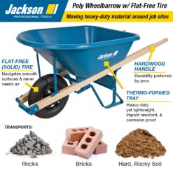 Jackson 5.75-cu ft 1 Wheel Poly Push Wheelbarrow Flat-Free Tire