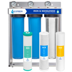 Express Water Iron Manganese, Carbon, and Sediment Whole House Water Filtration System Triple-Stage 15-GPM 5 Micron