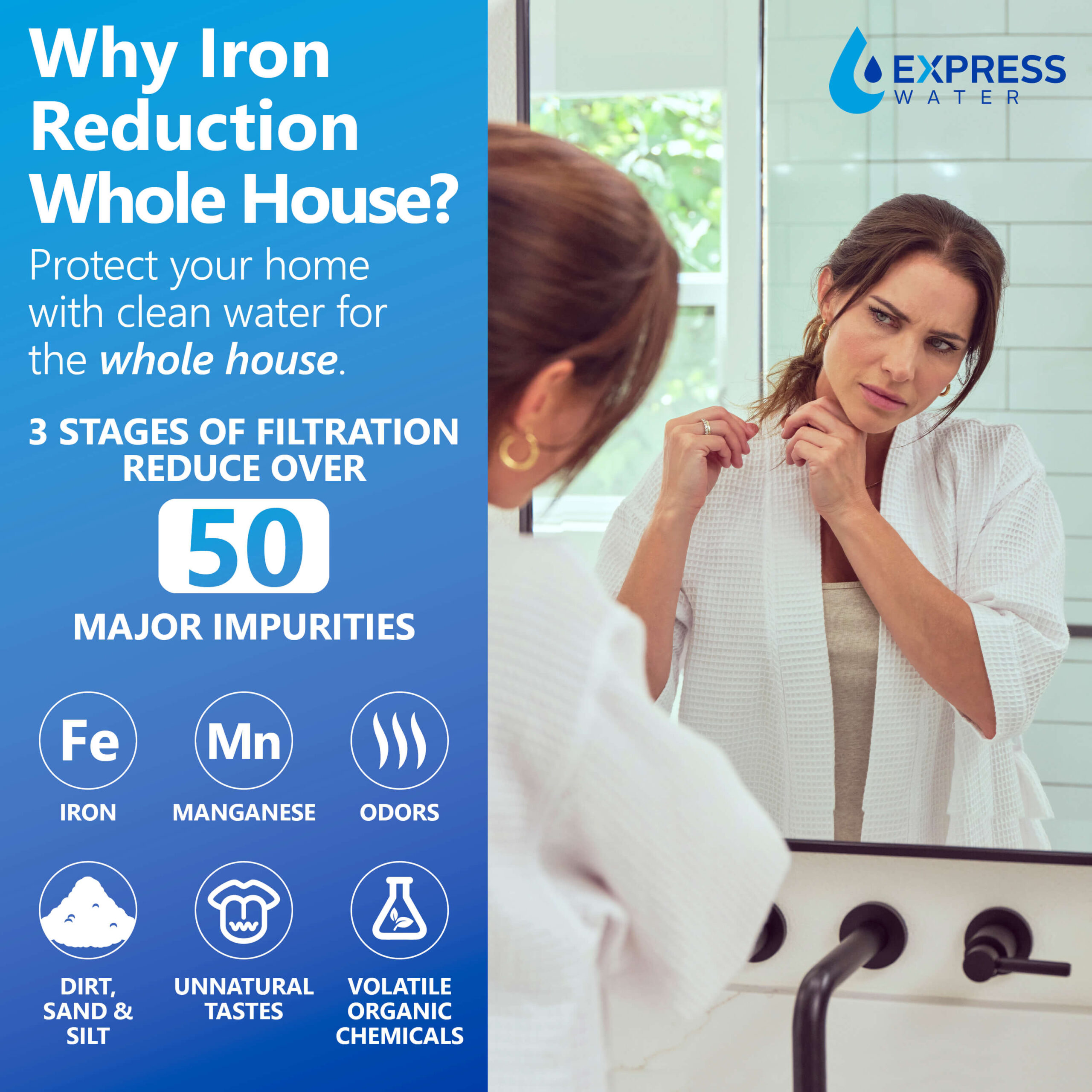 Express Water Iron Manganese, Carbon, and Sediment Whole House Water Filtration System Triple-Stage 15-GPM 5 Micron