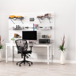NewAge Products Garage 40 SqFt PVC Slatwall With Locking Hook 41 -Piece 80-in White Steel Multipurpose Accessory kit
