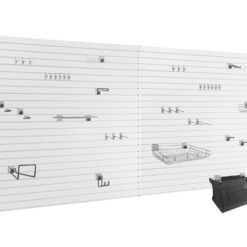 NewAge Products Garage 80 SqFt PVC Slatwall With Locking Hook 41 -Piece 160-in White Steel Multipurpose Accessory kit