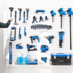 NewAge Products Garage 80 SqFt PVC Slatwall With Locking Hook 41 -Piece 160-in White Steel Multipurpose Accessory kit