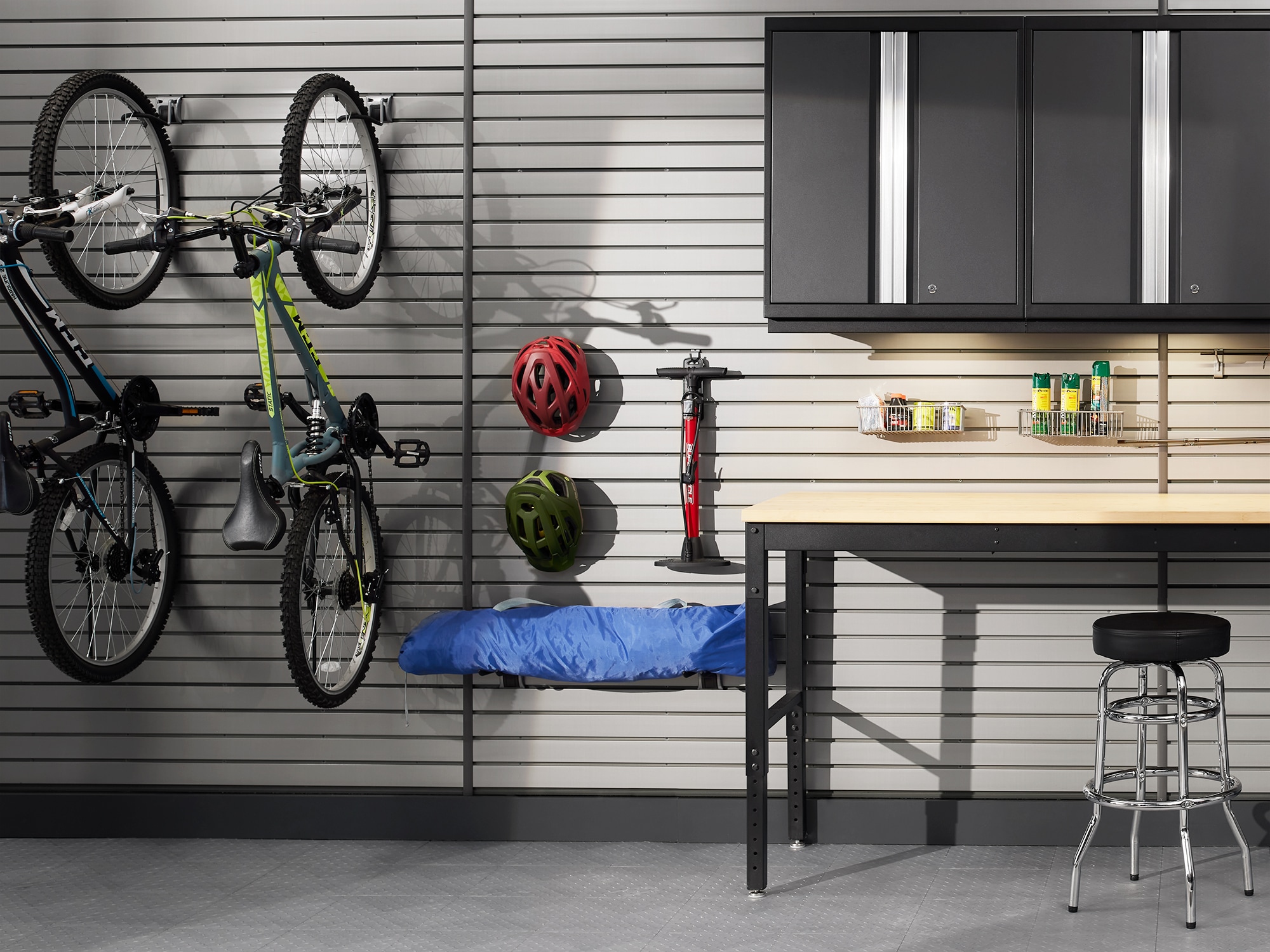 NewAge Products Garage 80 SqFt PVC Slatwall With Locking Hook 41 -Piece 160-in Silver Steel Multipurpose Accessory kit