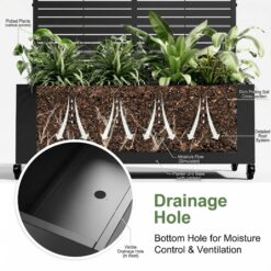 Wooakway 2 pcs 6 ft. Hx 4 ft. W Raised Garden Bed Metal Planter Box with Trellis Wheels Privacy Screen Elevated Planter - Black