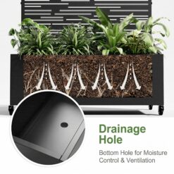 Wooakway 2-pc 6 ft. Hx 4 ft. W Raised Garden Bed Metal Planter Box with Trellis Wheels Privacy Screen Elevated Planter - Black