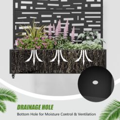 Wooakway 2-pc 6 ft. Hx 4 ft. W Raised Garden Bed Metal Planter Box with Trellis Wheels Privacy Screen Elevated Planter - Black