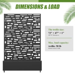 Wooakway 2-pc 6 ft. Hx 4 ft. W Raised Garden Bed Metal Planter Box with Trellis Wheels Privacy Screen Elevated Planter - Black