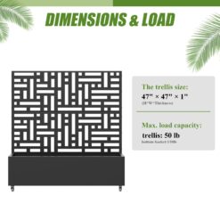 Wooakway 2-pc 4 ft. Hx 4 ft. W Raised Garden Bed Metal Planter Box with Trellis Wheels Privacy Screen Elevated Planter - Black