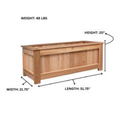 All Things Cedar Rectangle 20.0-in W x 52.0-in L x 22-in H Natural Cedar Cedar Indoor/Outdoor Planter