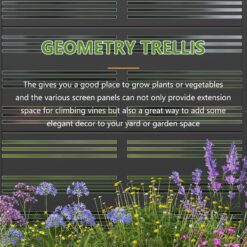 Wooakway 2-pc 4 ft. Hx 4 ft. W Raised Garden Bed Metal Planter Box with Trellis Wheels Privacy Screen Elevated Planter - Black