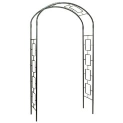 Minuteman International Round 55-in W x 21-in L x 100-in H Black Metal Indoor/Outdoor Planter