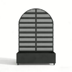 Wooakway 2-pc 6 ft. Hx 4 ft. W Raised Garden Bed Metal Planter Box with Trellis Wheels Privacy Screen Elevated Planter - Black