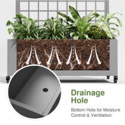 Wooakway 2-pc 6 ft. Hx 3 ft. W Raised Garden Bed Metal Planter Box with Trellis Wheels Privacy Screen Elevated Planter - Gray