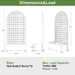 Wooakway 2-pc 6 ft. Hx 3 ft. W Raised Garden Bed Metal Planter Box with Trellis Wheels Privacy Screen Elevated Planter - Gray