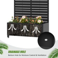Wooakway 72-in H x 35-in Black Metal Planter Box with Trellis Garden Bed with Privacy Screen(Set of 2)