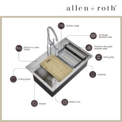 allen + roth Dennison Drop-in or undermount 33-in x 22-in Stainless steel Single bowl 18 -Gauge Workstation Kitchen Sink All-in-One Kit