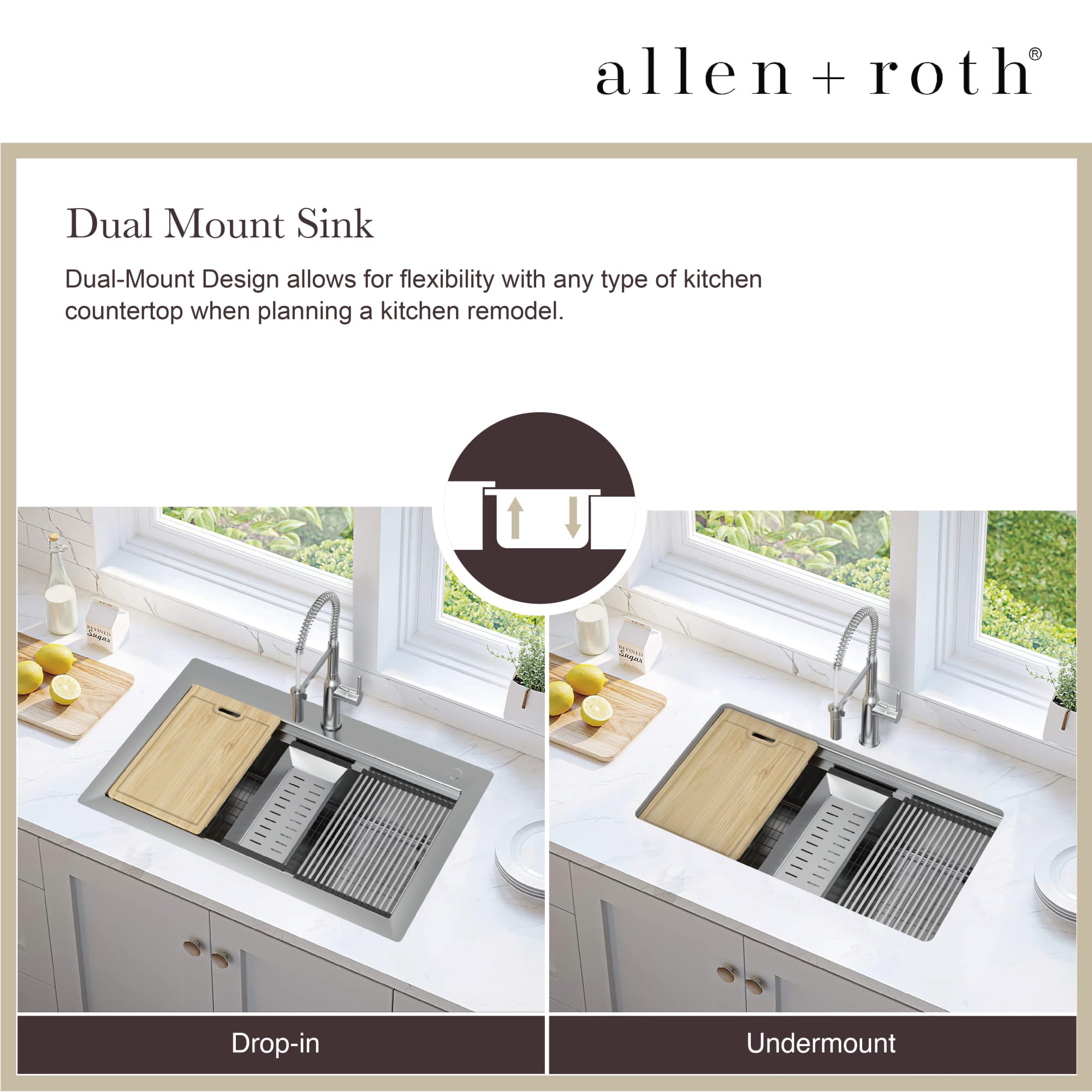 allen + roth Dennison Drop-in or undermount 33-in x 22-in Stainless steel Single bowl 18 -Gauge Workstation Kitchen Sink All-in-One Kit