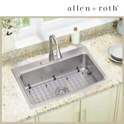 allen + roth Hoffman Drop-in or undermount 33-in x 22-in Stainless steel Single bowl 18 -Gauge Kitchen Sink All-in-One Kit