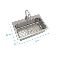 allen + roth Hoffman Drop-in or undermount 33-in x 22-in Stainless steel Single bowl 18 -Gauge Kitchen Sink All-in-One Kit