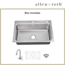 allen + roth Hoffman Drop-in or undermount 33-in x 22-in Stainless steel Single bowl 18 -Gauge Kitchen Sink All-in-One Kit