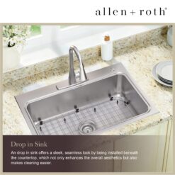 allen + roth Hoffman Drop-in or undermount 33-in x 22-in Stainless steel Single bowl 18 -Gauge Kitchen Sink All-in-One Kit
