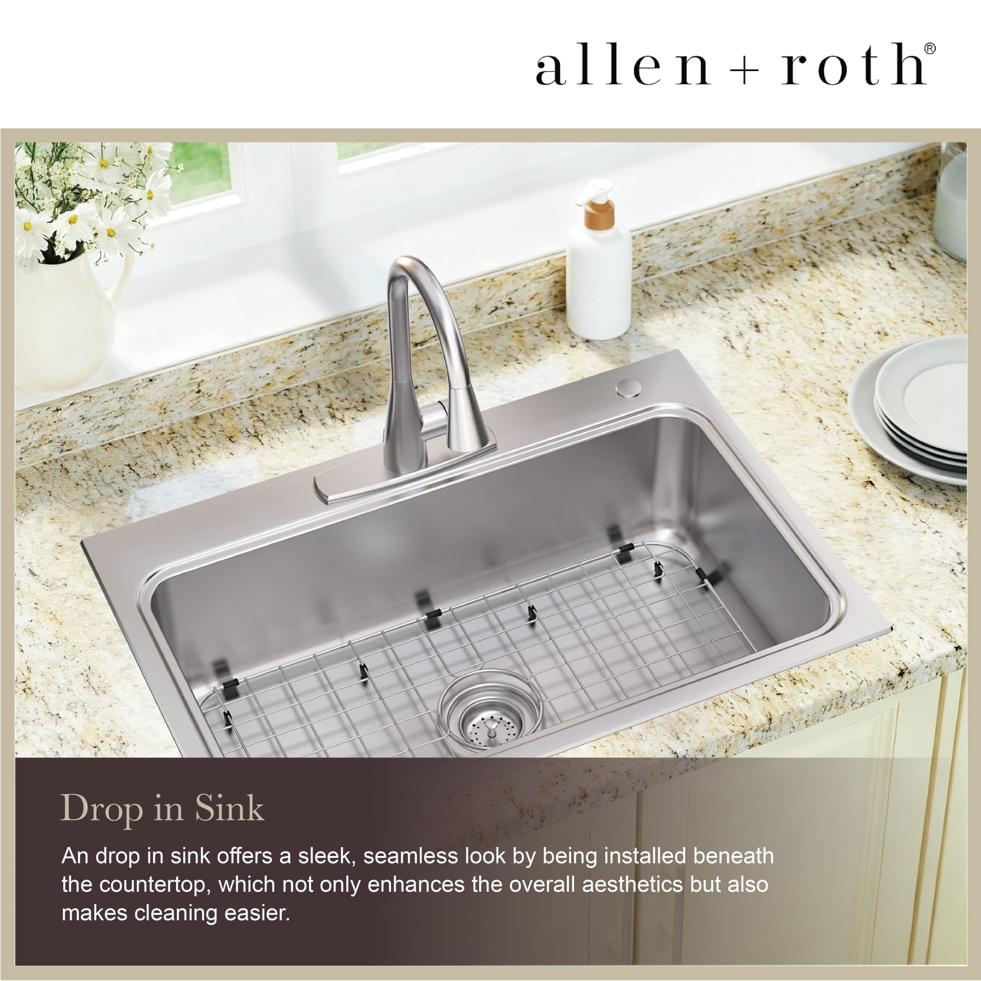 allen + roth Hoffman Drop-in or undermount 33-in x 22-in Stainless steel Single bowl 18 -Gauge Kitchen Sink All-in-One Kit