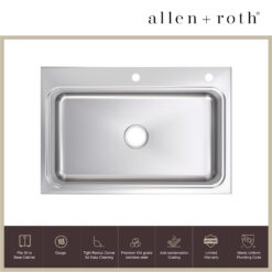 allen + roth Hoffman Drop-in or undermount 33-in x 22-in Stainless steel Single bowl 18 -Gauge Kitchen Sink All-in-One Kit