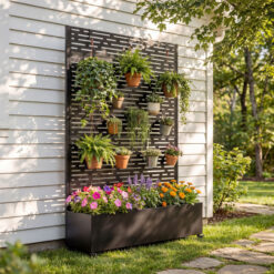 Blisstyle Metal Raised Garden Bed with Wheels and Trellis 73 Inchx47 Inchx16 Inch Planter Box