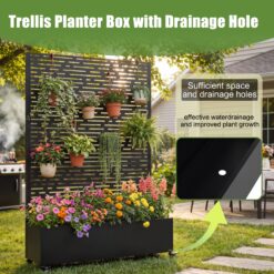 Blisstyle Metal Raised Garden Bed with Wheels and Trellis 73 Inchx47 Inchx16 Inch Planter Box