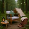 Homy Casa AWODC Garden Outdoor Club Chair Set of 1 Green Acacia Wood with Handwoven Rope and Ashen Grey Cushions