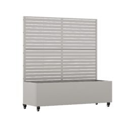 Wooakway 4-pc 4 ft. Hx 4 ft. W Raised Garden Bed Metal Planter Box with Trellis Wheels Privacy Screen Elevated Planter - Gray