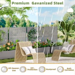 Wooakway 4-pc 4 ft. Hx 4 ft. W Raised Garden Bed Metal Planter Box with Trellis Wheels Privacy Screen Elevated Planter - Gray