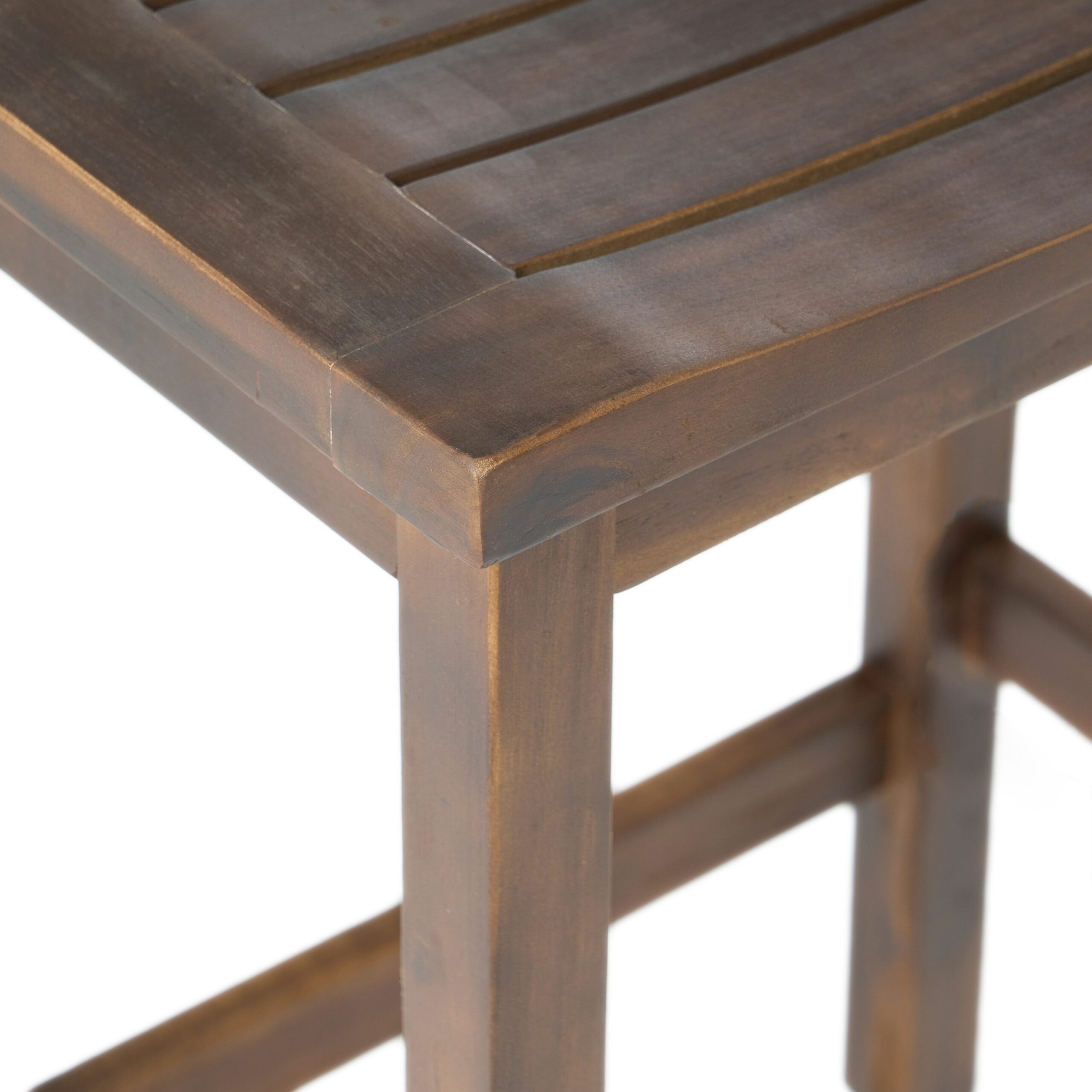 Homy Casa OAWC Outdoor Acacia Wood Counter Height Barstool Set of 2 Mahogany Brown Finish