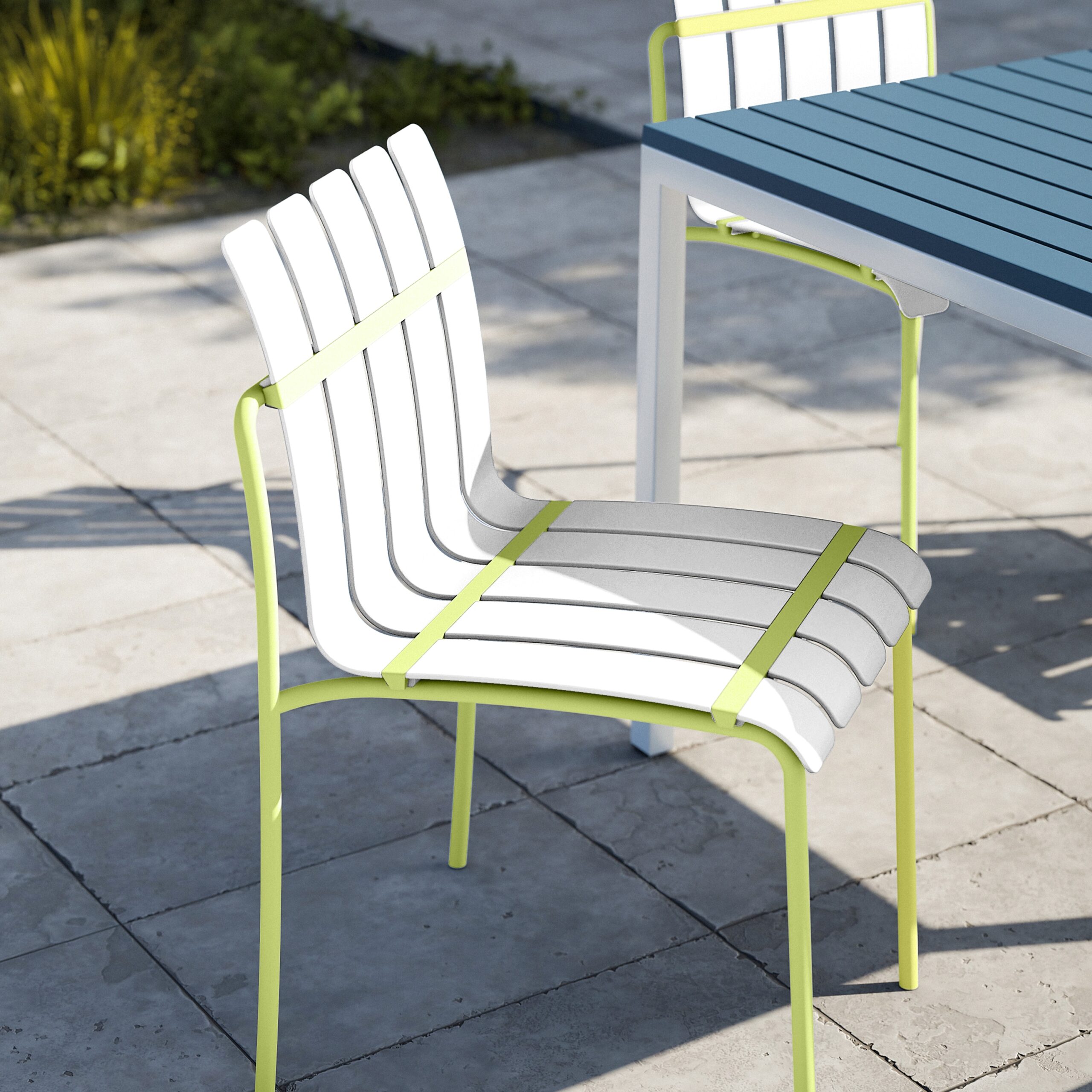 Homy Casa PMSCBC Garden Outdoor 4-Piece Striped Chair Set Set of 4 White Yellow Dining Chairs