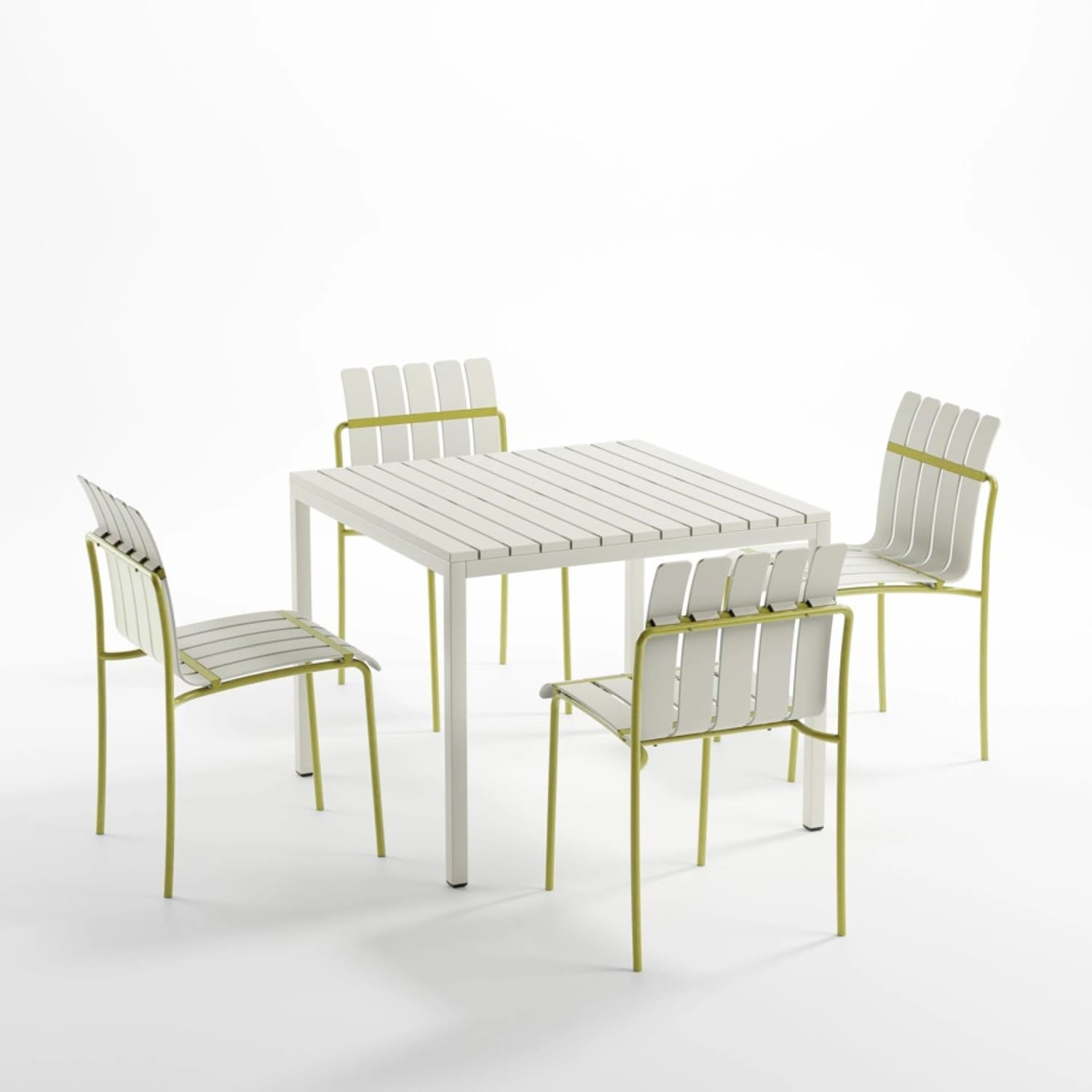 Homy Casa PMSCBC Garden Outdoor 4-Piece Striped Chair Set Set of 4 White Yellow Dining Chairs