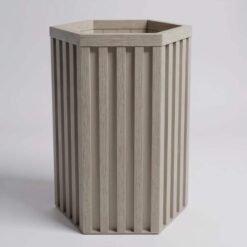 Vynxaria Gray Brown Aluminum Hexagon Column Planter with Drainage Adjustable Depth 1 Pack (13 in L x 11 in W x 22 in H)