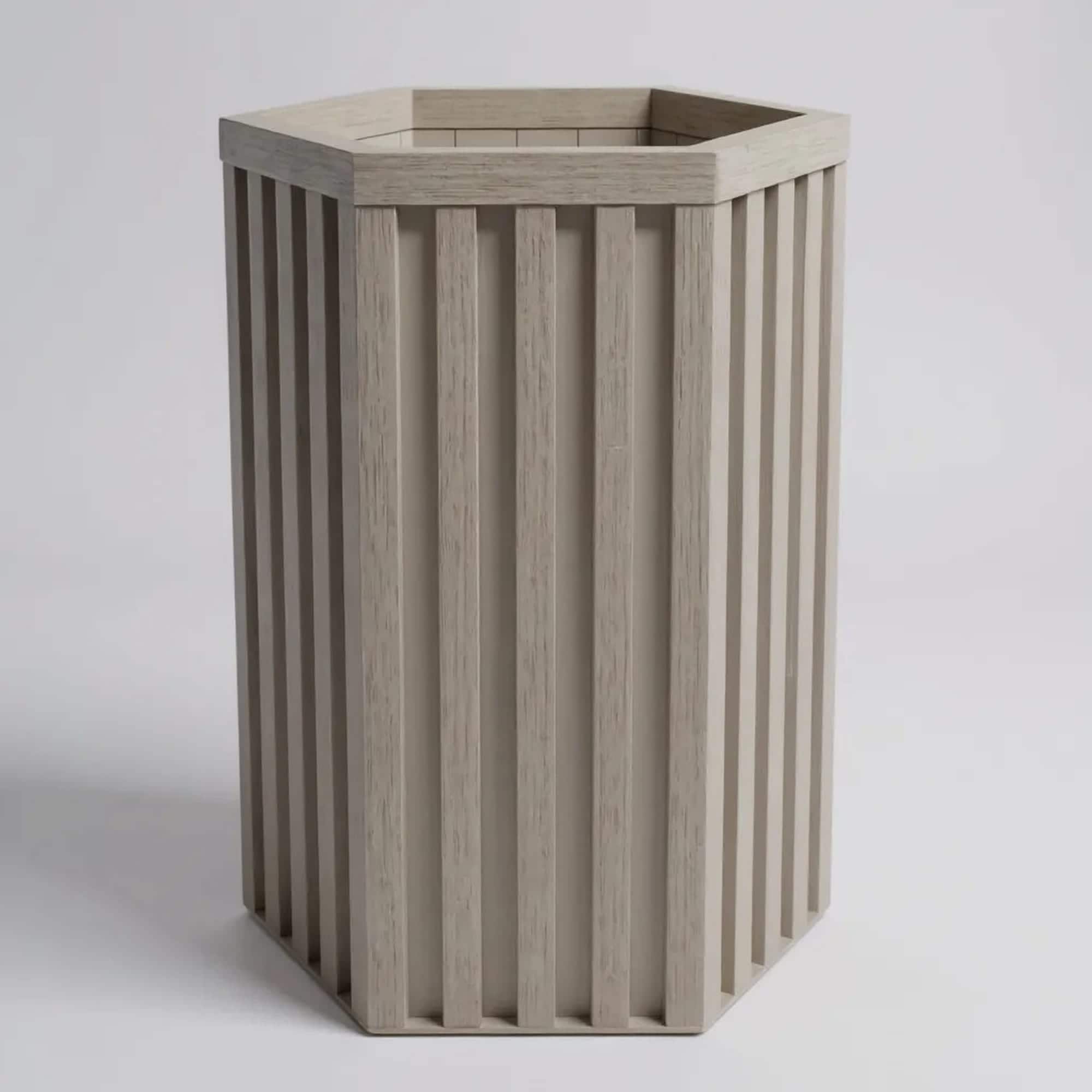Vynxaria Gray Brown Aluminum Hexagon Column Planter with Drainage Adjustable Depth 1 Pack (13 in L x 11 in W x 22 in H)