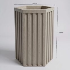 Vynxaria Gray Brown Aluminum Hexagon Column Planter with Drainage Adjustable Depth 1 Pack (13 in L x 11 in W x 22 in H)