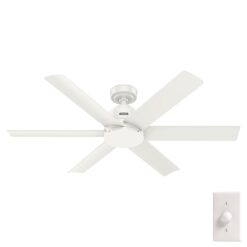 Hunter Kennicott SureSpeed 52-in Fresh White with Fresh White Blades Covered Outdoor Ceiling Fan Without Light and Wall Control Included 6 -Blade